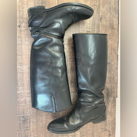 FRYE WOMENS LINDSAY PLATE TALL LEATHER RIDING BOOTS BLACK SIZE 8.5 - Picture 6 of 10